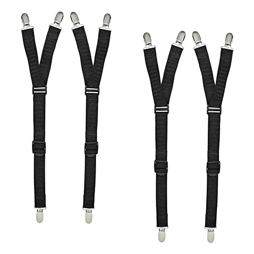 World's Best Shirt Stays for Men Police Military Made in USA (Y-Style Black, Select Series) (1 Paar Strumpfbänder, Tucker), Hemdstäbchen im Y-Stil (2 Paar, schwarz), One Size (Adjustable) von Shirt Stay Plus