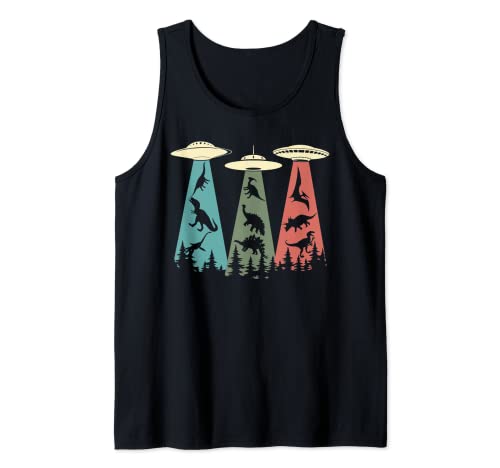 Dino UFO, Dinosaurier Alien Abduction Geschenk Männer Frauen Tank Top von Shirt für Dinosaurier-Kinder