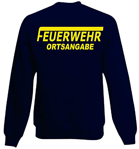 Feuerwehr Sweat-Shirt Navy mit Aufdruck in Neongelb oder reflexsilber (S, Neongelb) von Shirt-idee.com