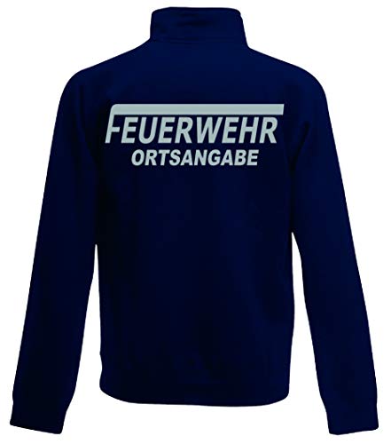 Feuerwehr Sweat-Jacke, Navy Blue, Bedruckt mit Neongelb oder reflexsilber (L, reflexsilber) von Shirt-ideen.com