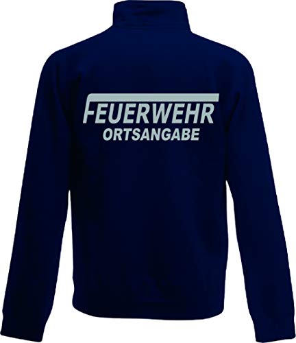 Shirt-ideen.com Feuerwehr Zip Neck Sweat, Navy Bedruckt mit Neongelb oder reflexsilber (L, reflexsilber) von Shirt-ideen.com