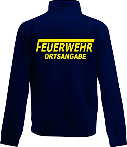 Shirt-ideen.com Feuerwehr Zip Neck Sweat, Navy Bedruckt mit Neongelb oder reflexsilber (Large, Neongelb) von Shirt-ideen.com