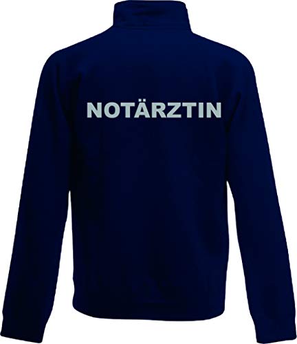 Shirt-ideen.com NOTÄRZTIN/Notarzt Zip Neck Sweat Navy (dunkelblau) mit Brust und Rückenaufdruck in reflexsilber (Notärztin, XL) von Shirt-ideen.com