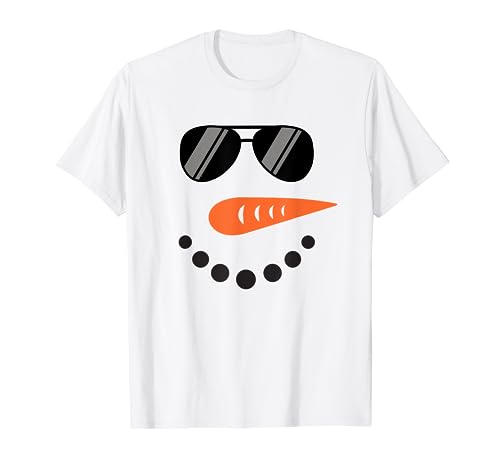 Cooler Schneemann Gesicht mit Sonnenbrille Kinder Schneemann T-Shirt von Shirt mit Schneemann Kostüm Kinder Jungen Mädchen