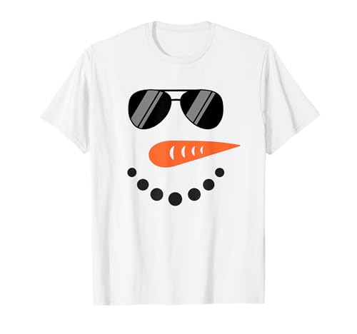Cooler Schneemann Gesicht mit Sonnenbrille Kinder Schneemann T-Shirt von Shirt mit Schneemann Kostüm Kinder Jungen Mädchen
