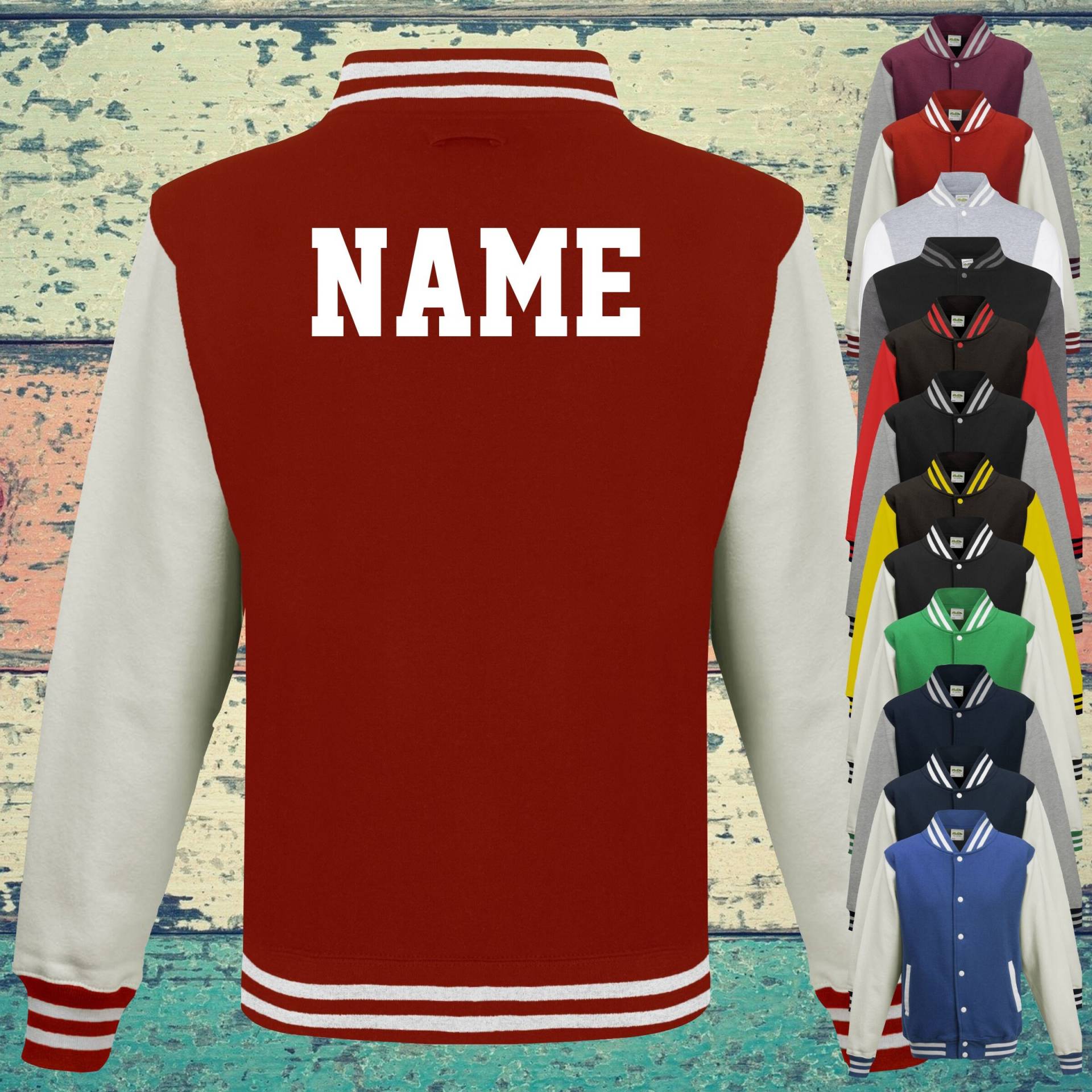 College Jacke Mit Wunschdruck Auf Der Rückseite Name Trainings Sport Verein Varsity Jacket College Jacke Mit Wunschdruck Auf Der Rückseite Name Trainings Sport Verein Varsity Jacket von ShirtInStyle