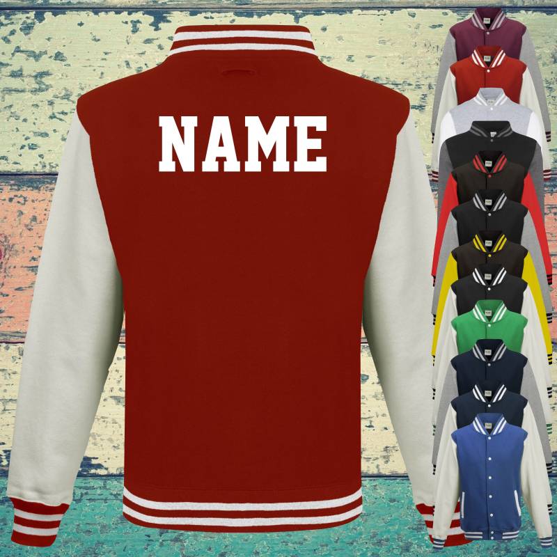 College Jacke Mit Wunschdruck Auf Der Rückseite Name Trainings Sport Verein Varsity Jacket von ShirtInStyle