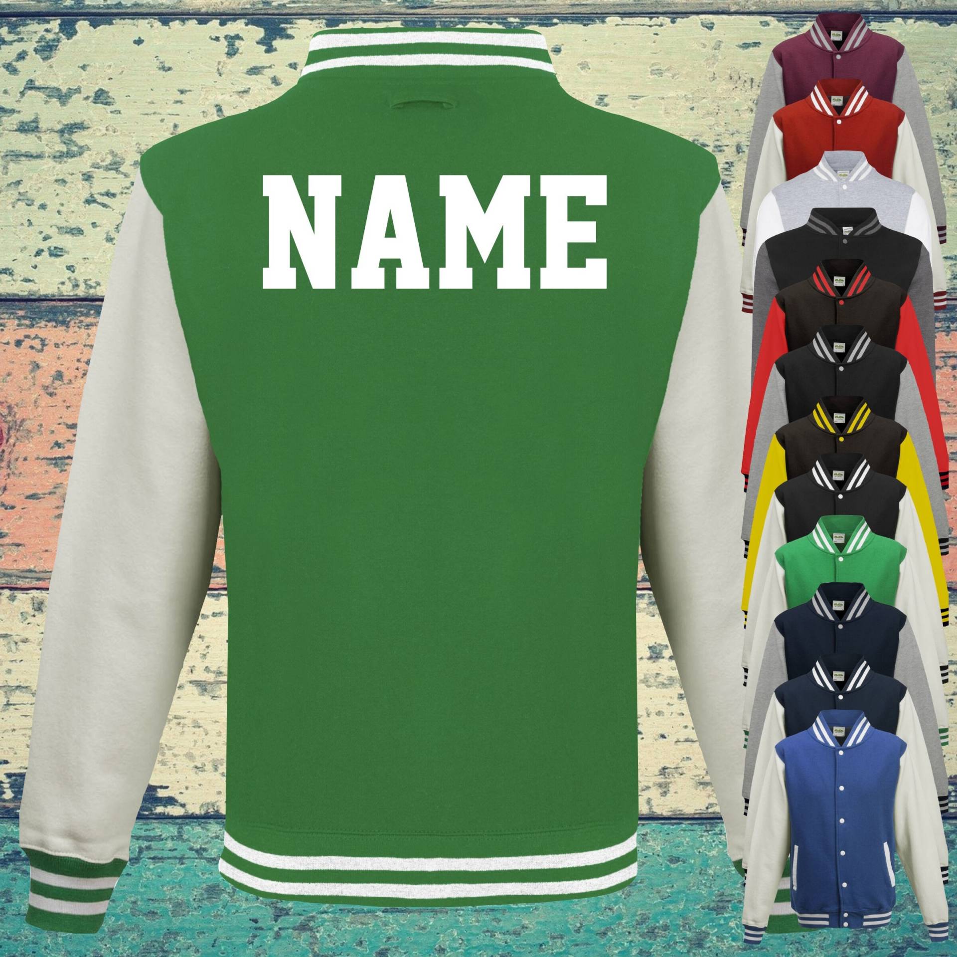 College Jacke Mit Wunschdruck Auf Der Rückseite Name Trainings Sport Verein Varsity Jacket College Jacke Mit Wunschdruck Auf Der Rückseite Name Trainings Sport Verein Varsity Jacket von ShirtInStyle
