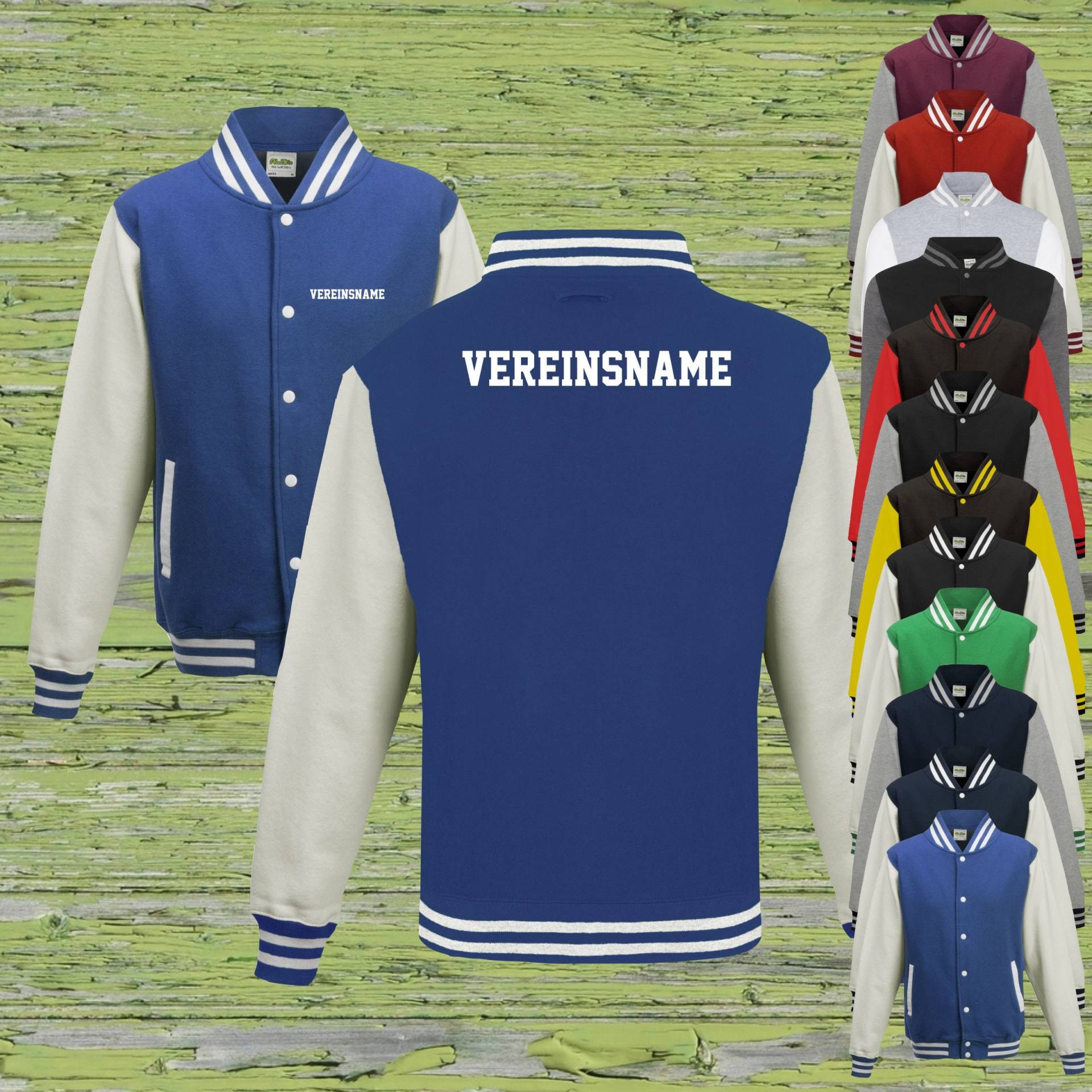 College Jacke Mit Wunschdruck Auf Der Rückseite Und Vorderseite Vereinsname Trainings Sport Verein Varsity Jacket College Jacke Mit Wunschdruck Auf Der Rückseite Und Vorderseite Vereinsname Trainings Sport Verein Varsity Jacket von ShirtInStyle