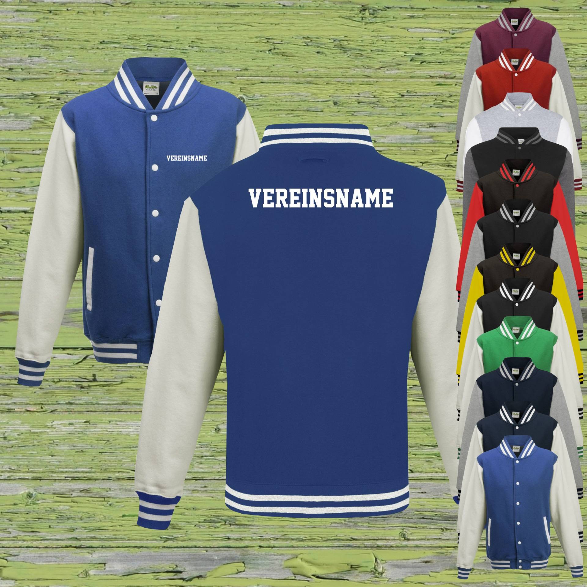 College Jacke Mit Wunschdruck Auf Der Rückseite Und Vorderseite Vereinsname Trainings Sport Verein Varsity Jacket College Jacke Mit Wunschdruck Auf Der Rückseite Und Vorderseite Vereinsname Trainings Sport Verein Varsity Jacket von ShirtInStyle