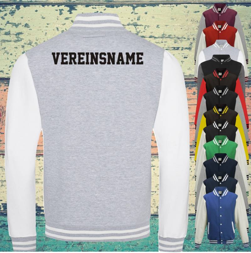 College Jacke Mit Wunschdruck Auf Der Rückseite Vereinsname Trainings Sport Verein Varsity Jacket von ShirtInStyle