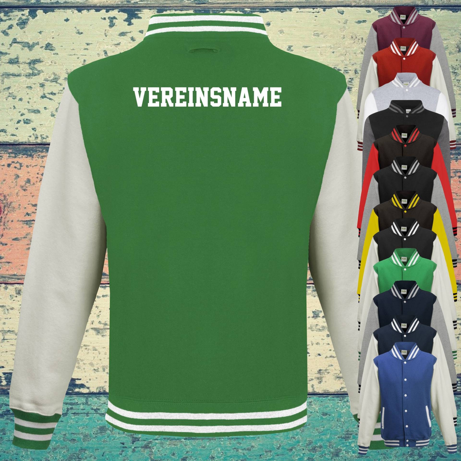 College Jacke Mit Wunschdruck Auf Der Rückseite Vereinsname Trainings Sport Verein Varsity Jacket College Jacke Mit Wunschdruck Auf Der Rückseite Vereinsname Trainings Sport Verein Varsity Jacket von ShirtInStyle