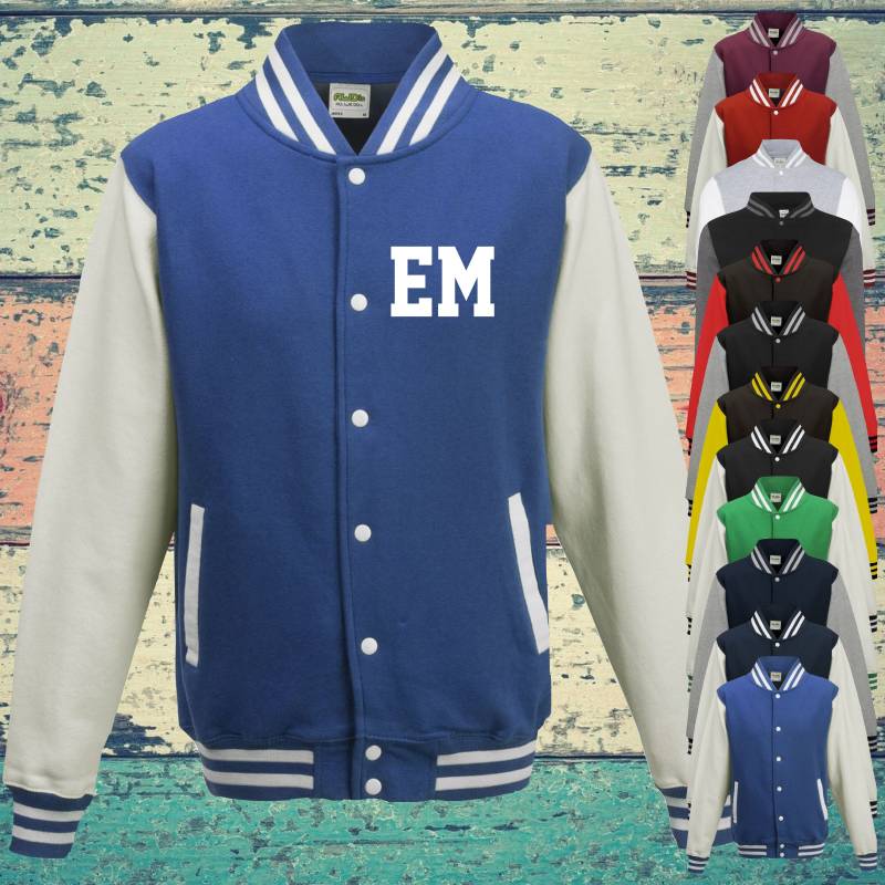 College Jacke Mit Wunschdruck Auf Der Vorderseite Initialen Trainings Sport Verein Varsity Jacket von ShirtInStyle