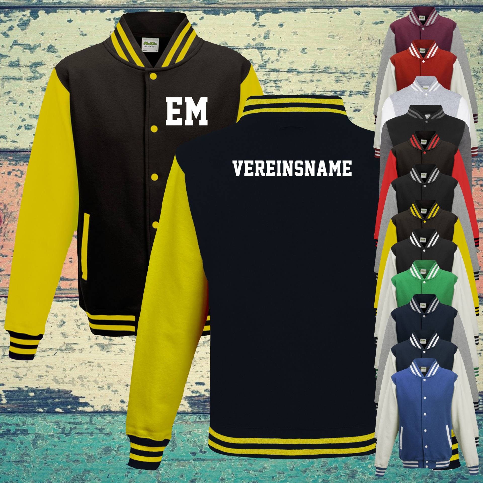 College Jacke Mit Wunschdruck Auf Der Vorderseite Initialen Und Rückseite Vereinsname Trainings Sport Verein College Jacke Mit Wunschdruck Auf Der Vorderseite Initialen Und Rückseite Vereinsname Trainings Sport Verein von ShirtInStyle