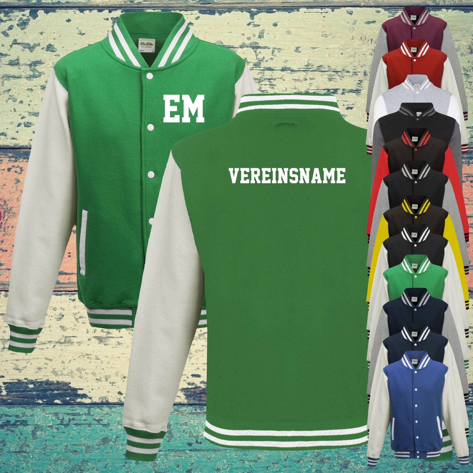 College Jacke Mit Wunschdruck Auf Der Vorderseite Initialen Und Rückseite Vereinsname Trainings Sport Verein College Jacke Mit Wunschdruck Auf Der Vorderseite Initialen Und Rückseite Vereinsname Trainings Sport Verein von ShirtInStyle