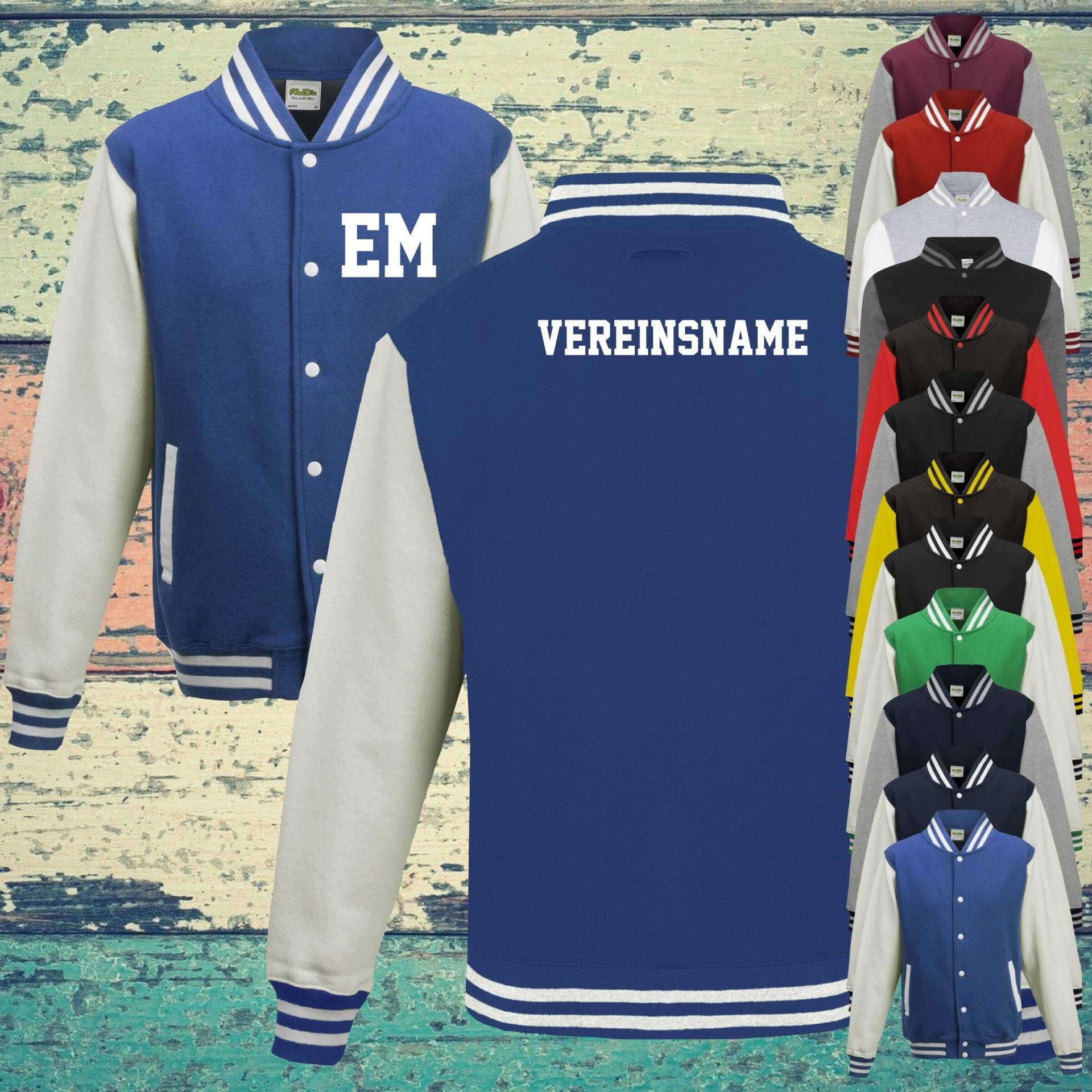 College Jacke Mit Wunschdruck Auf Der Vorderseite Initialen Und Rückseite Vereinsname Trainings Sport Verein College Jacke Mit Wunschdruck Auf Der Vorderseite Initialen Und Rückseite Vereinsname Trainings Sport Verein von ShirtInStyle