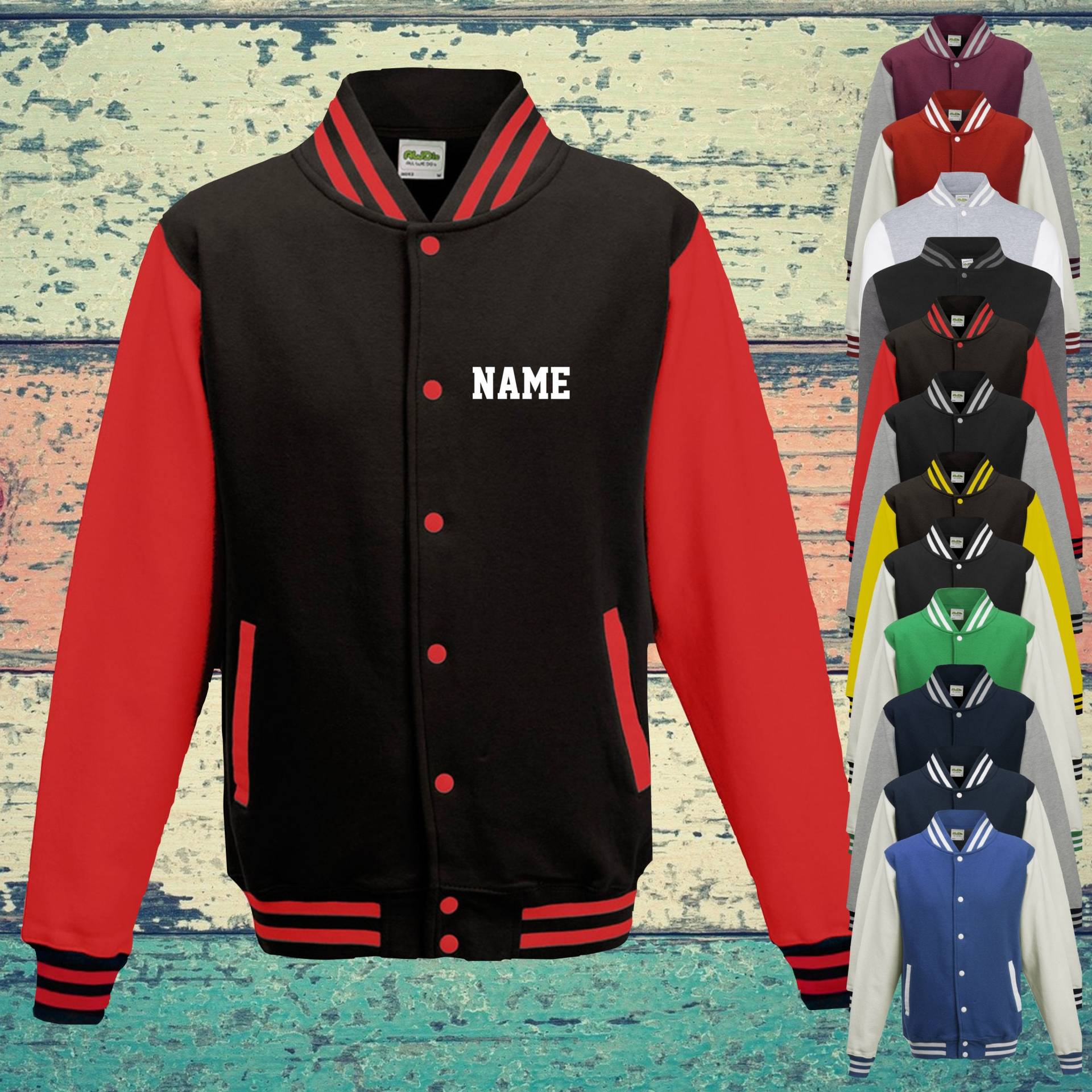College Jacke Mit Wunschdruck Auf Der Vorderseite Name Trainings Sport Verein Varsity Jacket College Jacke Mit Wunschdruck Auf Der Vorderseite Name Trainings Sport Verein Varsity Jacket von ShirtInStyle
