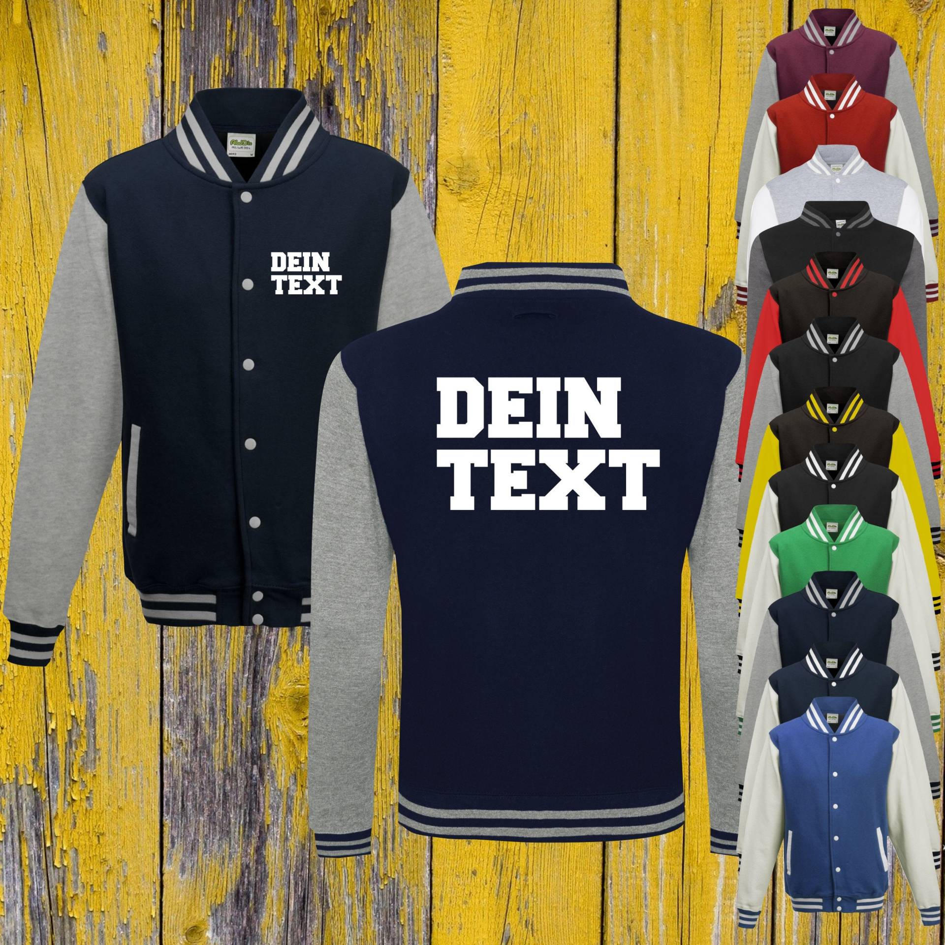 College Jacke Mit Wunschdruck Auf Der Vorderseite Und Rückseite Trainings Jacken Sport Verein Varsity Jacket von ShirtInStyle