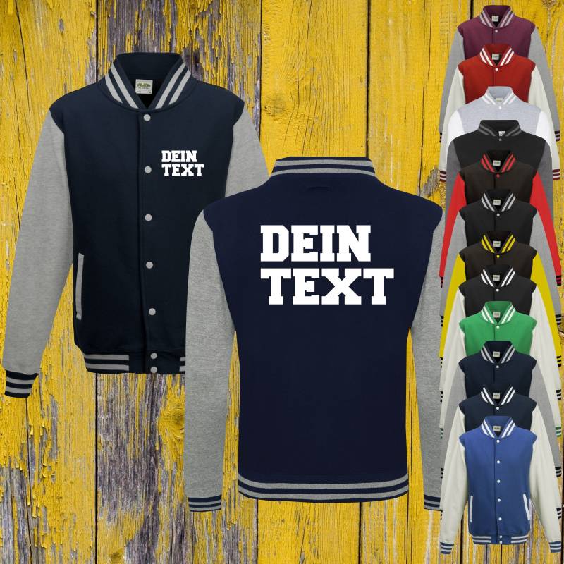 College Jacke Mit Wunschdruck Auf Der Vorderseite Und Rückseite Trainings Jacken Sport Verein Varsity Jacket von ShirtInStyle