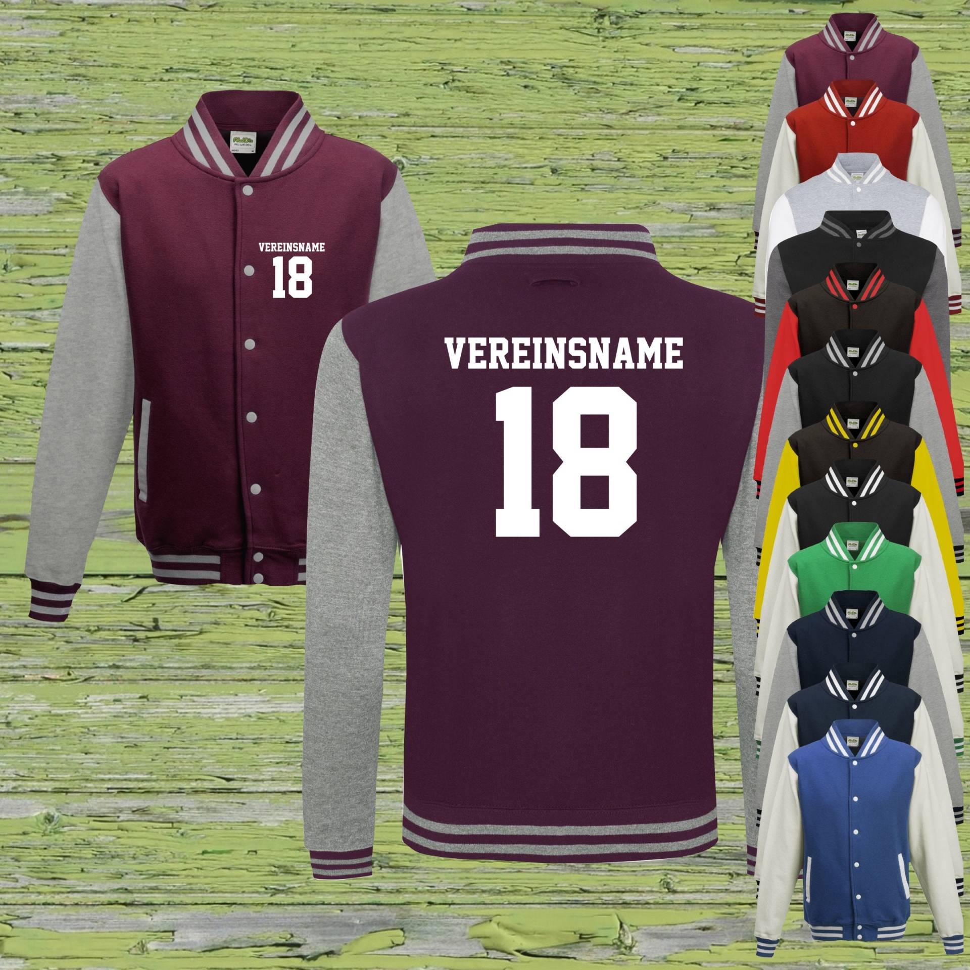 College Jacke Mit Wunschdruck Auf Der Vorderseite Und Rückseite Vereinsname Zahl Trainings Sport Verein College Jacke Mit Wunschdruck Auf Der Vorderseite Und Rückseite Vereinsname Zahl Trainings Sport Verein von ShirtInStyle