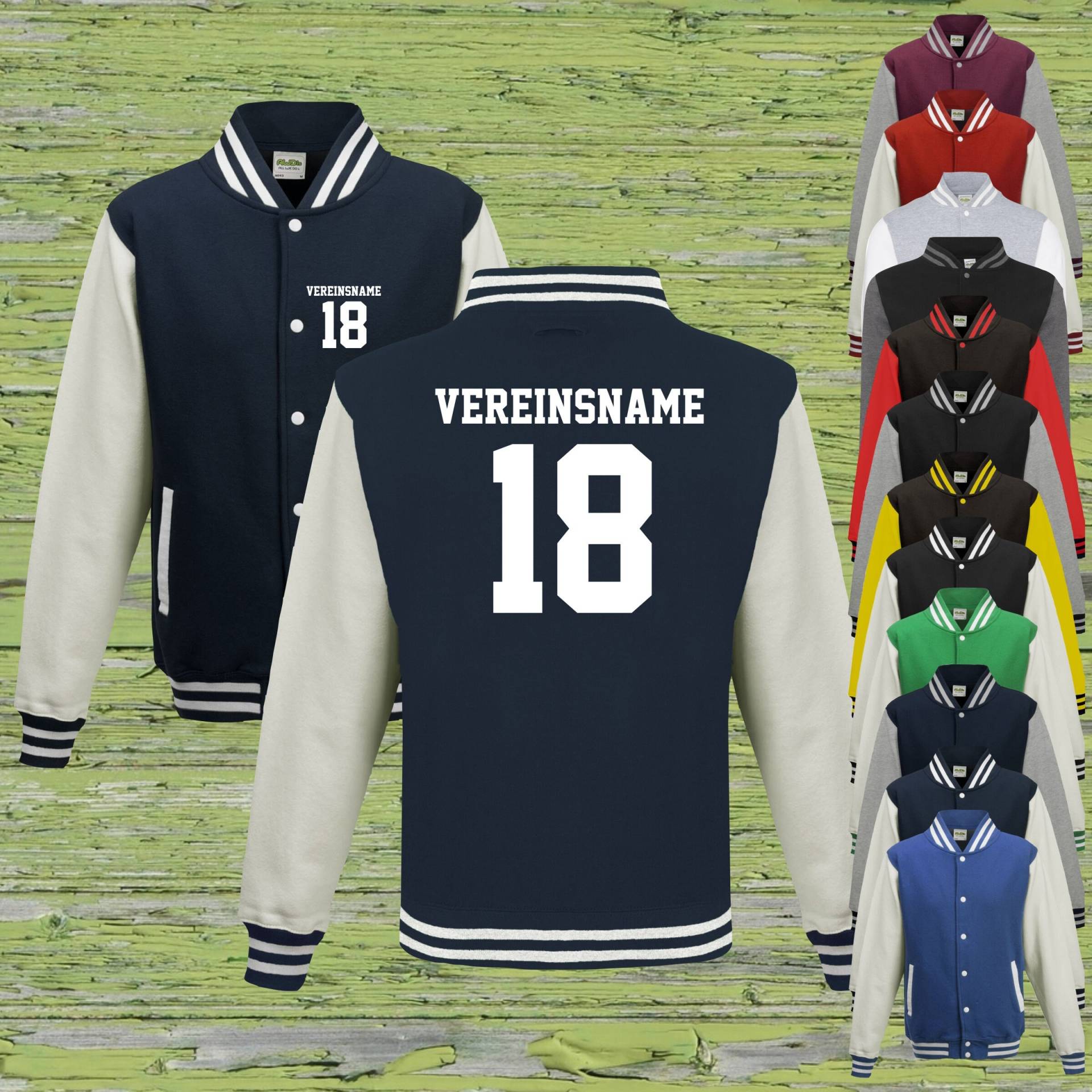 College Jacke Mit Wunschdruck Auf Der Vorderseite Und Rückseite Vereinsname Zahl Trainings Sport Verein College Jacke Mit Wunschdruck Auf Der Vorderseite Und Rückseite Vereinsname Zahl Trainings Sport Verein von ShirtInStyle