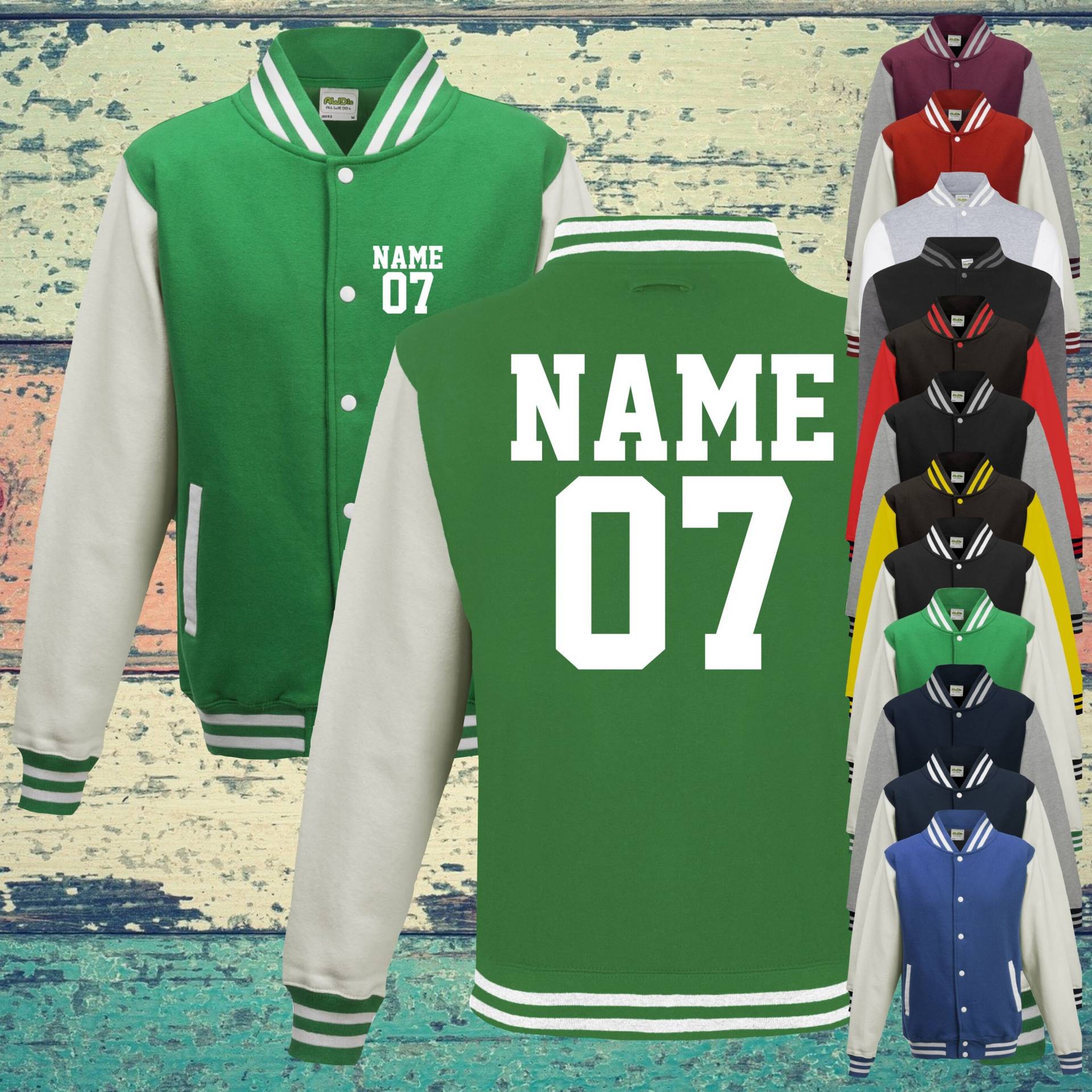 College Jacke Mit Wunschdruck Auf Der Vorderseite Und Rückseite Zahl Name Trainings Sport Verein Varsity Jacket College Jacke Mit Wunschdruck Auf Der Vorderseite Und Rückseite Zahl Name Trainings Sport Verein Varsity Jacket von ShirtInStyle