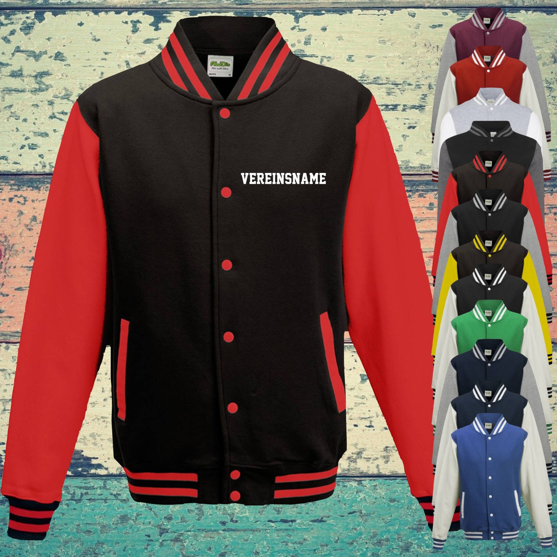 College Jacke Mit Wunschdruck Auf Der Vorderseite Vereinsname Trainings Sport Verein Varsity Jacket College Jacke Mit Wunschdruck Auf Der Vorderseite Vereinsname Trainings Sport Verein Varsity Jacket von ShirtInStyle