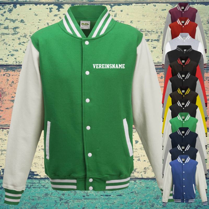College Jacke Mit Wunschdruck Auf Der Vorderseite Vereinsname Trainings Sport Verein Varsity Jacket von ShirtInStyle