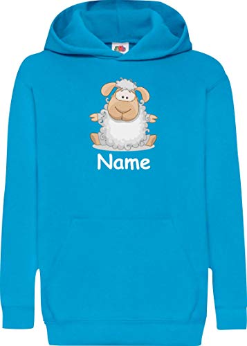 Kinder Hooded Tiere Schaf Schäfchen mit Kinds Hoodi Kapusweat Sweatshirt, Sprüche, Tier, Natur, Name, Text, Wunschnamen, Farbe Tuerkis, Größe 152 von ShirtInStyle