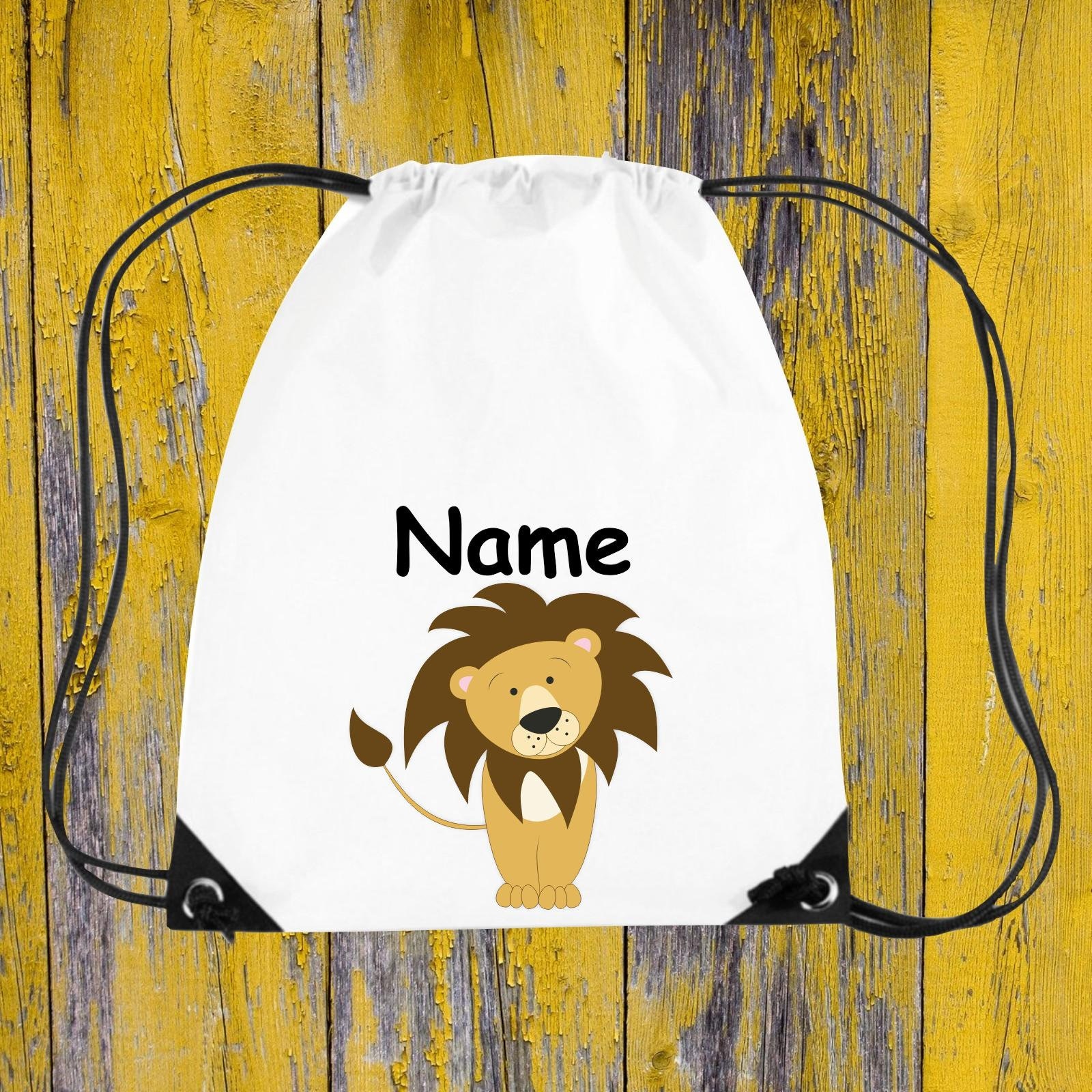 Kinder Turnbeutel Motiv Löwe + Wunsch Name von ShirtInStyle