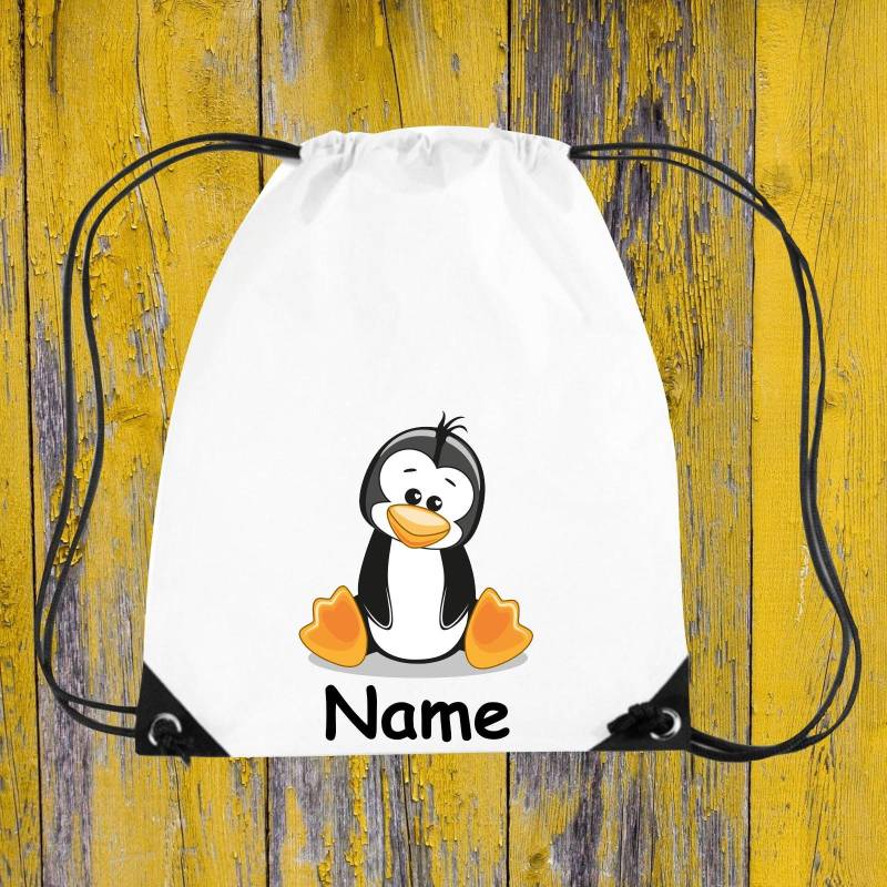 Kinder Turnbeutel Motiv Pinguin + Wunsch Name von ShirtInStyle