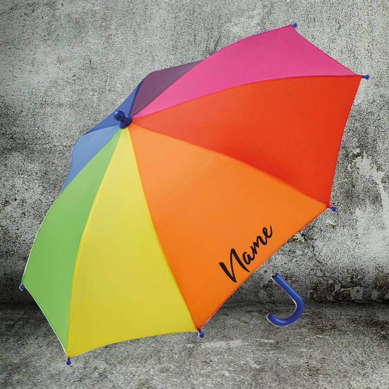 Regenschirm Mit Wunschname Regenbogen Name Text Schirm Stockschirm Kinder von ShirtInStyle