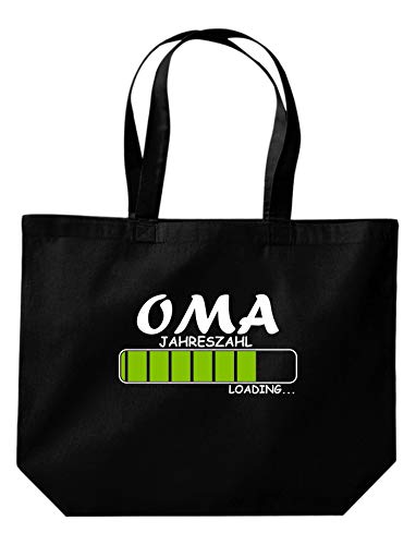 ShirtInStyle Beutel Loading Oma mit Ihrer Wunschjahreszahl, Logo, Spruch, Verwandtschaft, Mann, Frau, Ehe, Liebe, Motiv, Große Tasche,Farbe Schwarz von ShirtInStyle