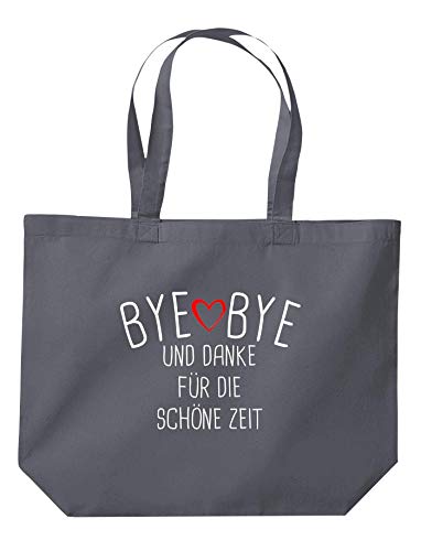 ShirtInStyle Beutel Tasche, Bye Bye Und Danke Für Die Schöne Zeit Lehrer Erzieher Lehrerin Erzieherin Schule Kita Hort, Jute, Shopper, Beutel, Tasche, Farbe Dunkelgrau von ShirtInStyle