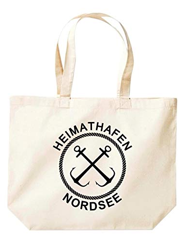 ShirtInStyle Beutel Tasche, Heimathafen Nordsee Tasche Großer Beutel, Jute, Shopper, Beutel, Tasche, Urlaub, Meer, See, Heimatort, Urlaub, Zu Haus, Farbe Natur von ShirtInStyle