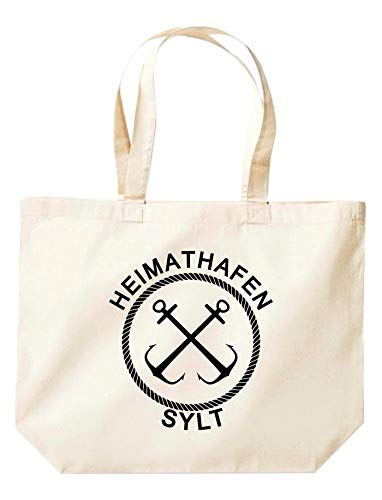 ShirtInStyle Beutel Tasche, Heimathafen Sylt Tasche Großer Beutel, Jute, Shopper, Beutel, Tasche, Urlaub, Meer, See, Heimatort, Urlaub, Zu Haus, Farbe Natur von ShirtInStyle