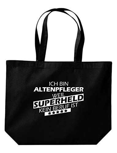 ShirtInStyle Beutel Tasche, Ich bin Altenpfleger weil Superheld kein Beruf ist, Beruf Ausbildung Abschluss, Jute, Shopper, Beutel, Tasche, Farbe Schwarz von ShirtInStyle