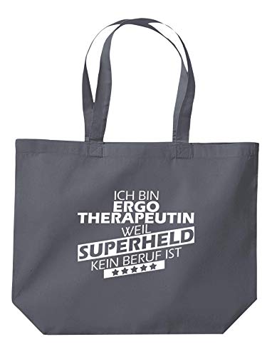 ShirtInStyle Beutel Tasche, Ich bin Ergotherapeutin weil Superheld kein Beruf ist, Beruf Ausbildung Abschluss, Jute, Shopper, Beutel, Tasche, Farbe Dunkelgrau von ShirtInStyle