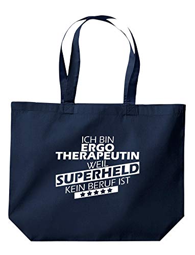 ShirtInStyle Beutel Tasche, Ich bin Ergotherapeutin weil Superheld kein Beruf ist, Beruf Ausbildung Abschluss, Jute, Shopper, Beutel, Tasche, Farbe Navy von ShirtInStyle