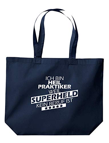 ShirtInStyle Beutel Tasche, Ich bin Heilpraktiker weil Superheld kein Beruf ist, Beruf Ausbildung Abschluss, Jute, Shopper, Beutel, Tasche, Farbe Navy von ShirtInStyle