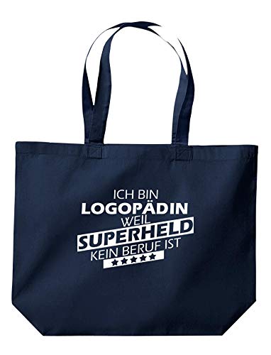 ShirtInStyle Beutel Tasche, Ich bin Logopädin weil Superheld kein Beruf ist, Beruf Ausbildung Abschluss, Jute, Shopper, Beutel, Tasche, Farbe Navy von ShirtInStyle