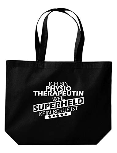 ShirtInStyle Beutel Tasche, Ich bin Physiotherapeutin weil Superheld kein Beruf ist, Beruf Ausbildung Abschluss, Jute, Shopper, Beutel, Tasche, Farbe Schwarz von ShirtInStyle