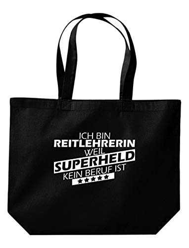 ShirtInStyle Beutel Tasche, Ich bin Reitlehrerin weil Superheld kein Beruf ist, Beruf Ausbildung Abschluss, Jute, Shopper, Beutel, Tasche, Farbe Schwarz von ShirtInStyle