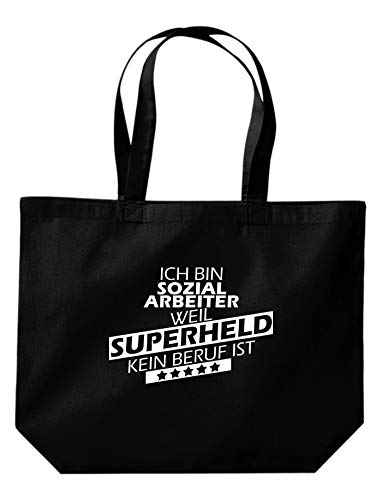 ShirtInStyle Beutel Tasche, Ich bin Sozialarbeiter weil Superheld kein Beruf ist, Beruf Ausbildung Abschluss, Jute, Shopper, Beutel, Tasche, Farbe Schwarz von ShirtInStyle