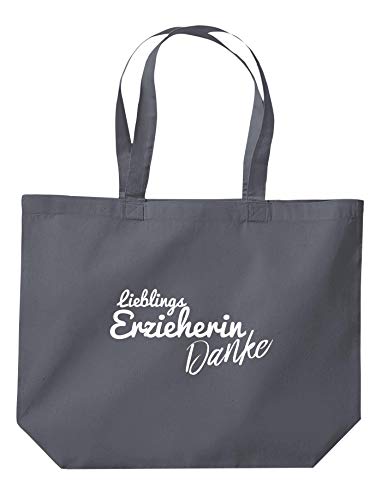 ShirtInStyle Beutel Tasche, Lieblings Erzieherin Danke, Jute, Shopper, Beutel, Tasche, Kita Schule Hort Abschluß Abschied, Farbe Dunkelgrau von ShirtInStyle