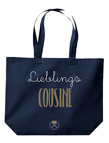 ShirtInStyle Beutel Tasche, Lieblingsmensch Lieblings Cousine, Jute, Shopper, Beutel, Tasche, Farbe Navy von ShirtInStyle