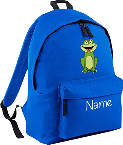 ShirtInStyle Kinder Rucksack Frosch mit Name veredelt, Wunschtext individuell, ideal für Kita, Sport und Freizeit, Farbe Royal von ShirtInStyle