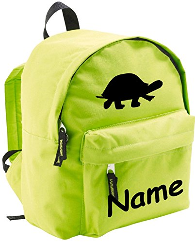 ShirtInStyle Kinder Rucksack Schildkröte, mit Name veredelt, ideal für Kita, Farbe lime von ShirtInStyle