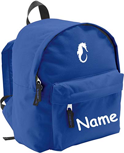 ShirtInStyle Kinder Rucksack Seepferdchen, mit Name veredelt, ideal für Kita, Farbe royal von ShirtInStyle