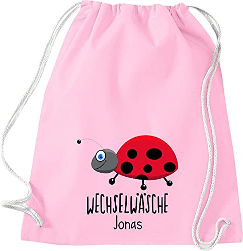 ShirtInStyle Kinder Turnbeutel, Marienkäfer, Wechselwäsche mit Wunschtext, Tiere Zoo Kindertag Familie, Gym Sack Tasche Beutel, Farbe rosa von ShirtInStyle